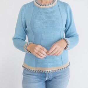 Vintage I.C.I.E Roma Sky Blue Knit 3D Crewneck Sweater S